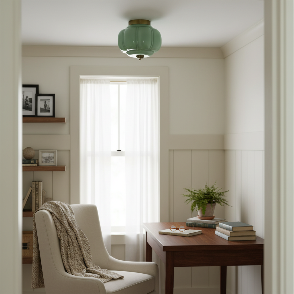 Vintage Jade Glow Ceiling Light Flush Mount
