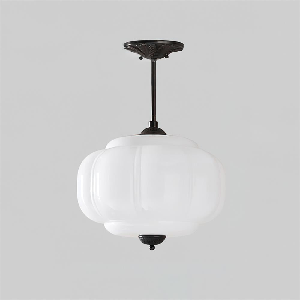 Vintage Glass Shade Ceiling Light with Brass Detail