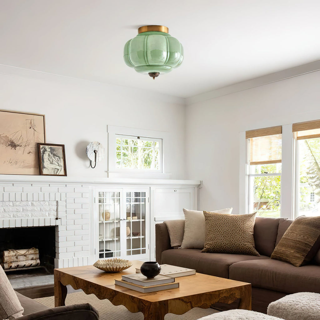 Vintage Jade Glow Ceiling Light Flush Mount