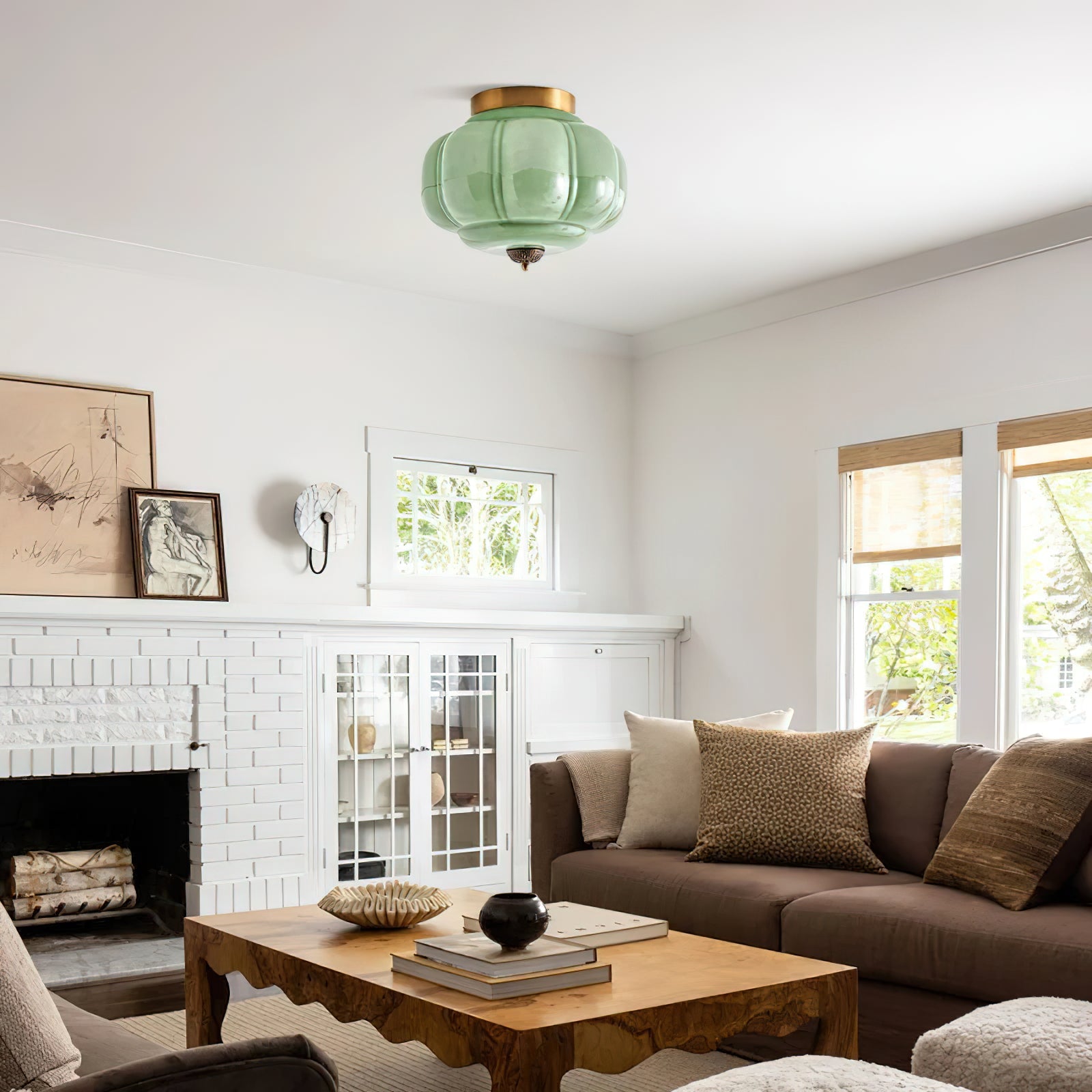 Vintage Jade Glow Ceiling Light Flush Mount