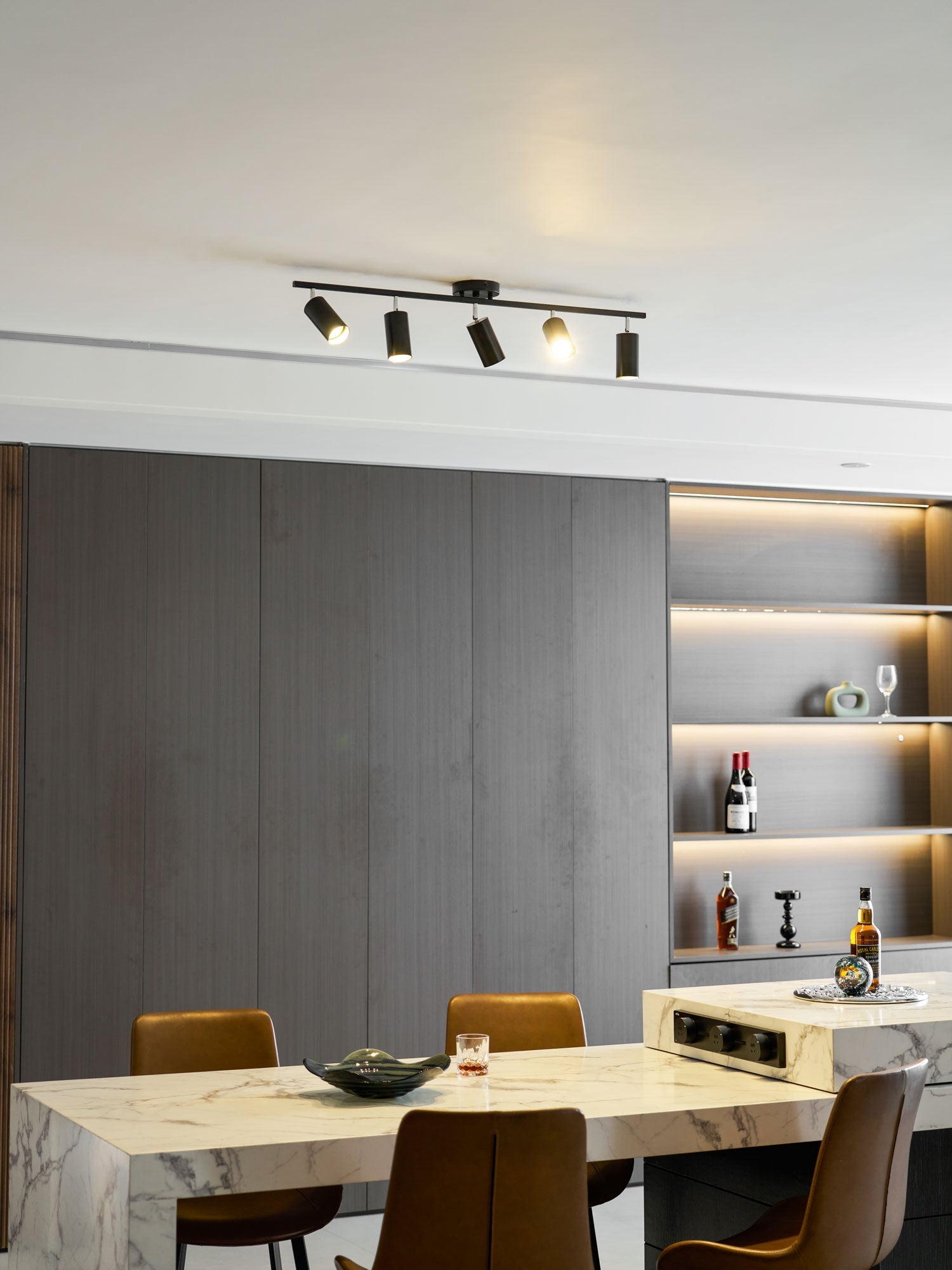 Adjustable Spotlight Ceiling Light Bar in Gold Accent Design
