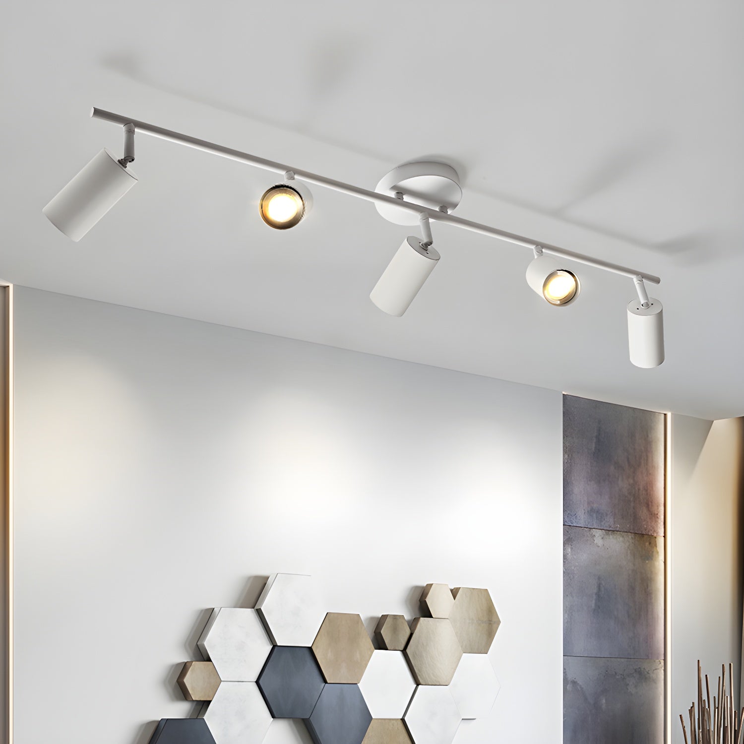Adjustable Spotlight Ceiling Light Bar in Gold Accent Design