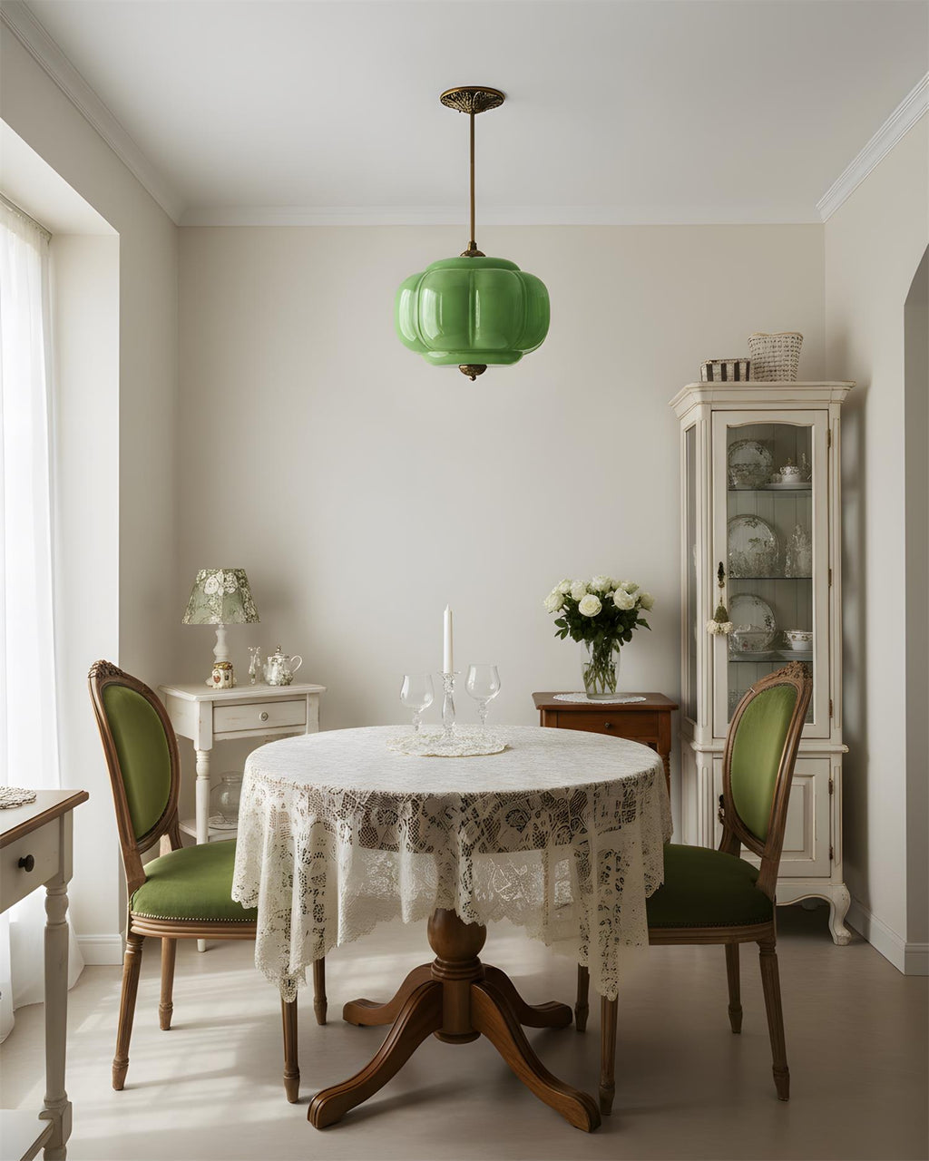 Vintage Glass Shade Ceiling Light with Brass Detail