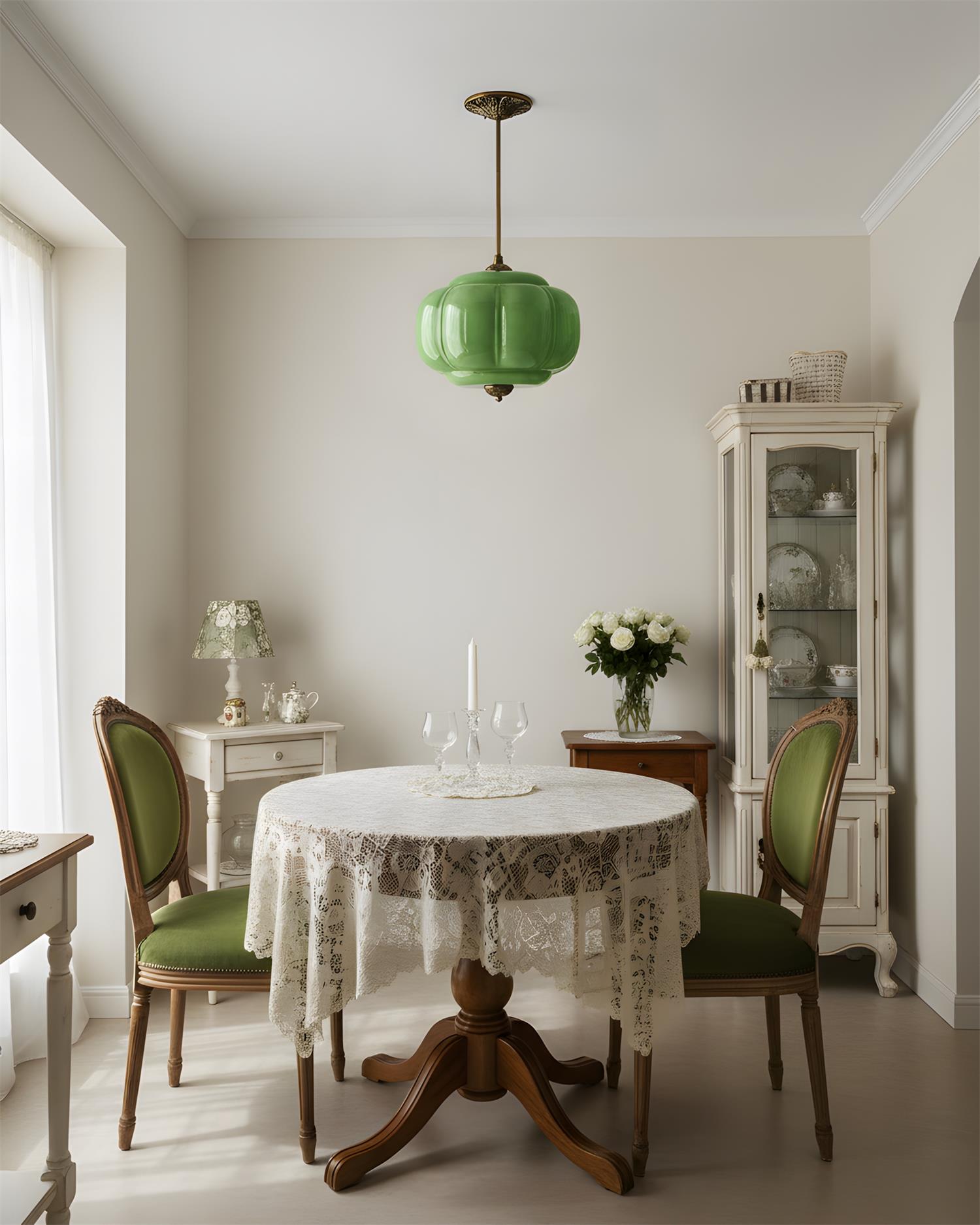 Vintage Glass Shade Ceiling Light with Brass Detail