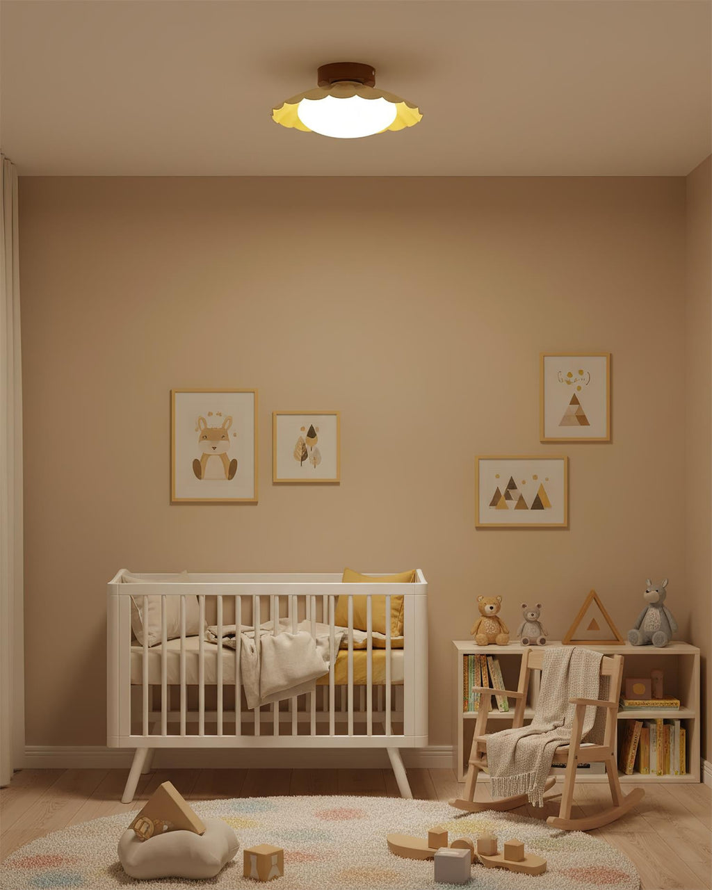 Scalloped LED Ceiling Light in Warm White