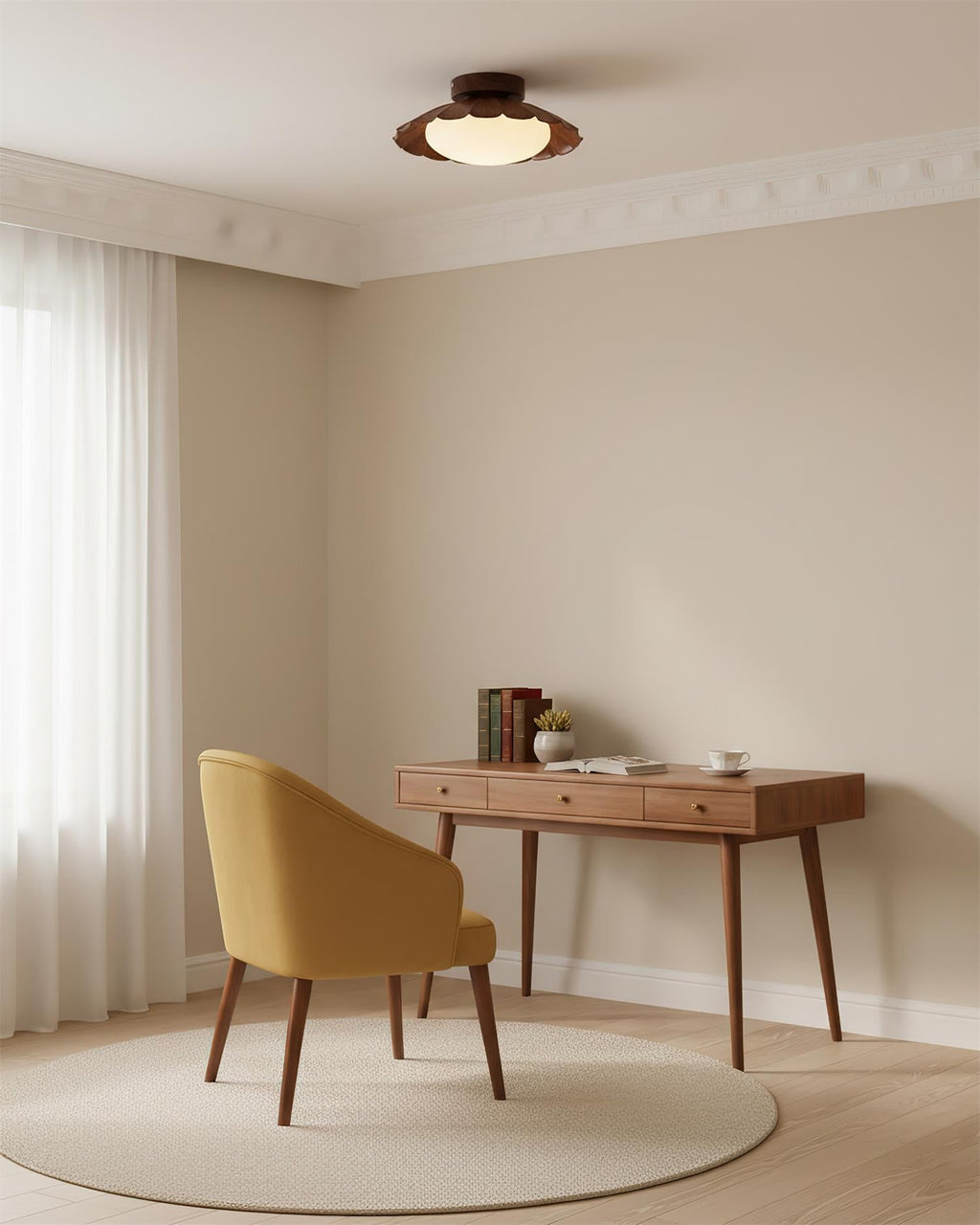 Scalloped LED Ceiling Light in Warm White