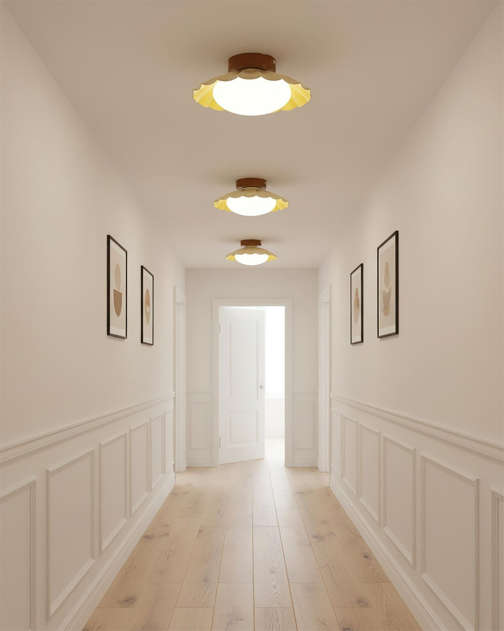 Scalloped LED Ceiling Light in Warm White