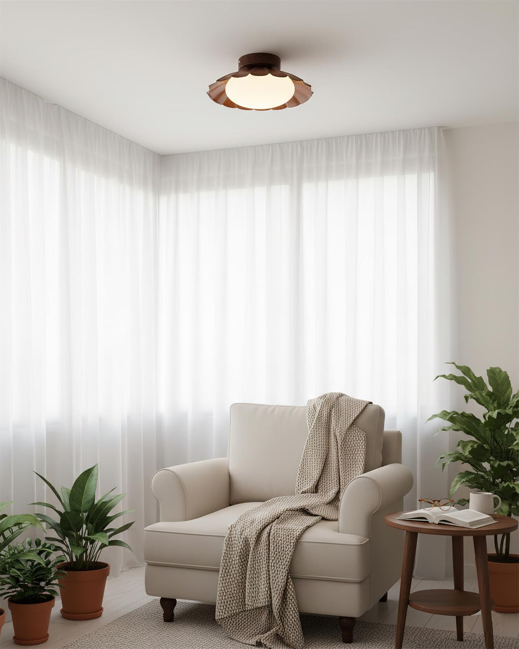 Scalloped LED Ceiling Light in Warm White