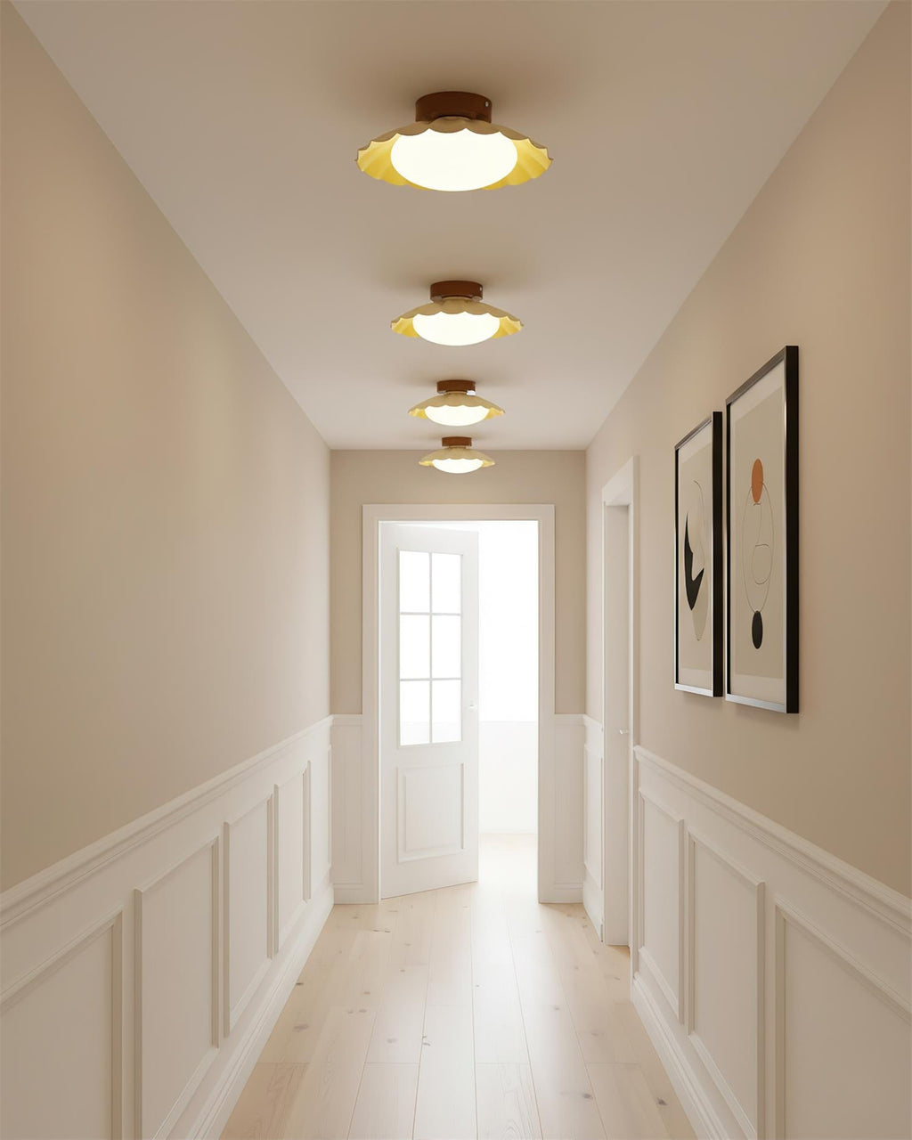 Scalloped LED Ceiling Light in Warm White
