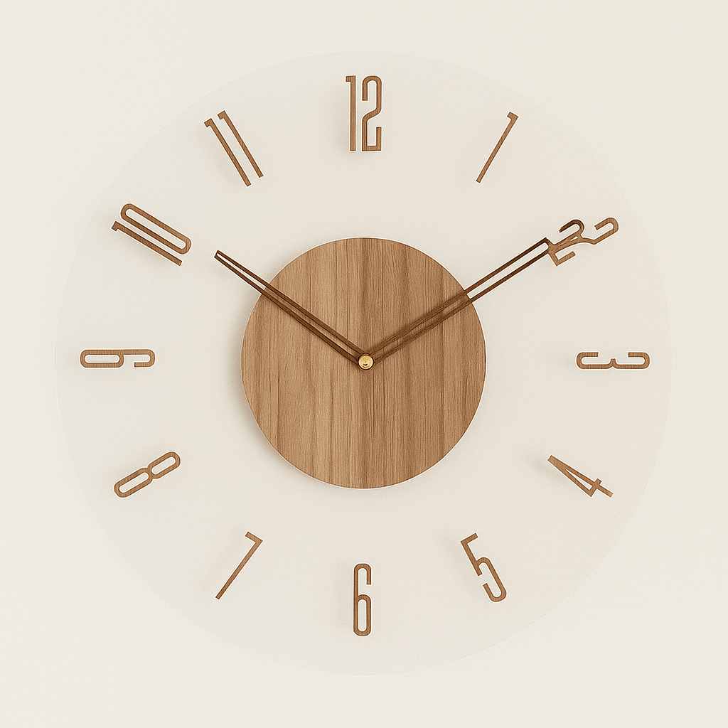 Minimalist Wooden Wall Clock Silent Quartz Design