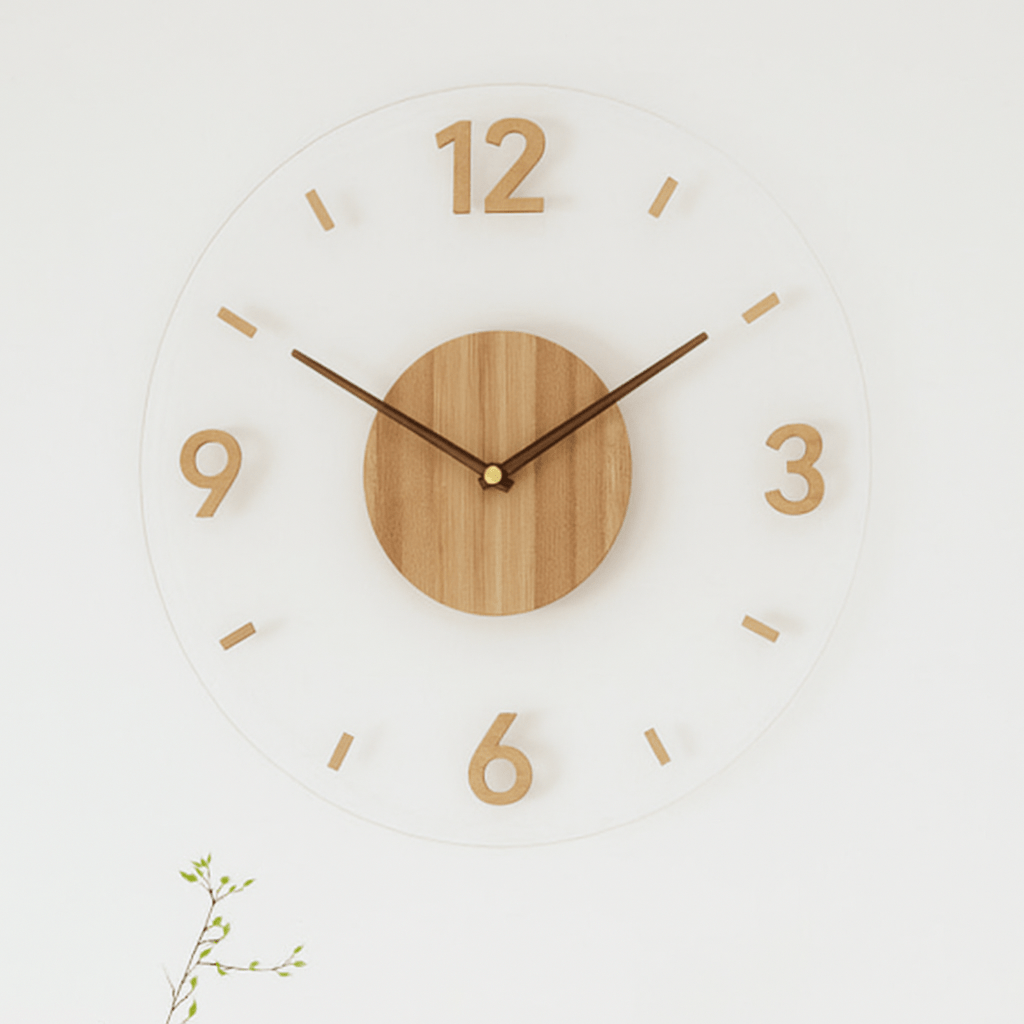 Minimalist Wooden Wall Clock Silent Quartz Design