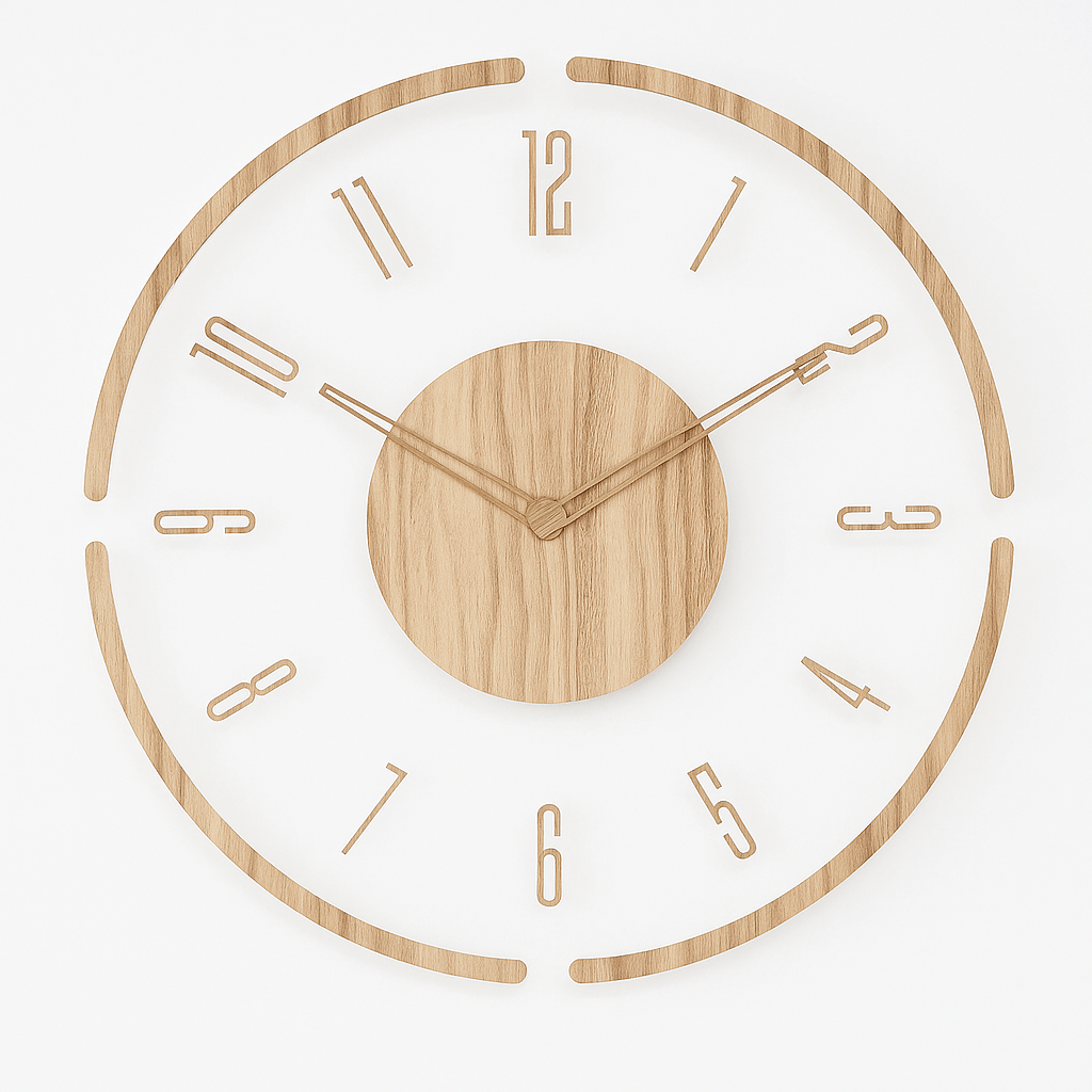Minimalist Wooden Wall Clock Silent Quartz Design