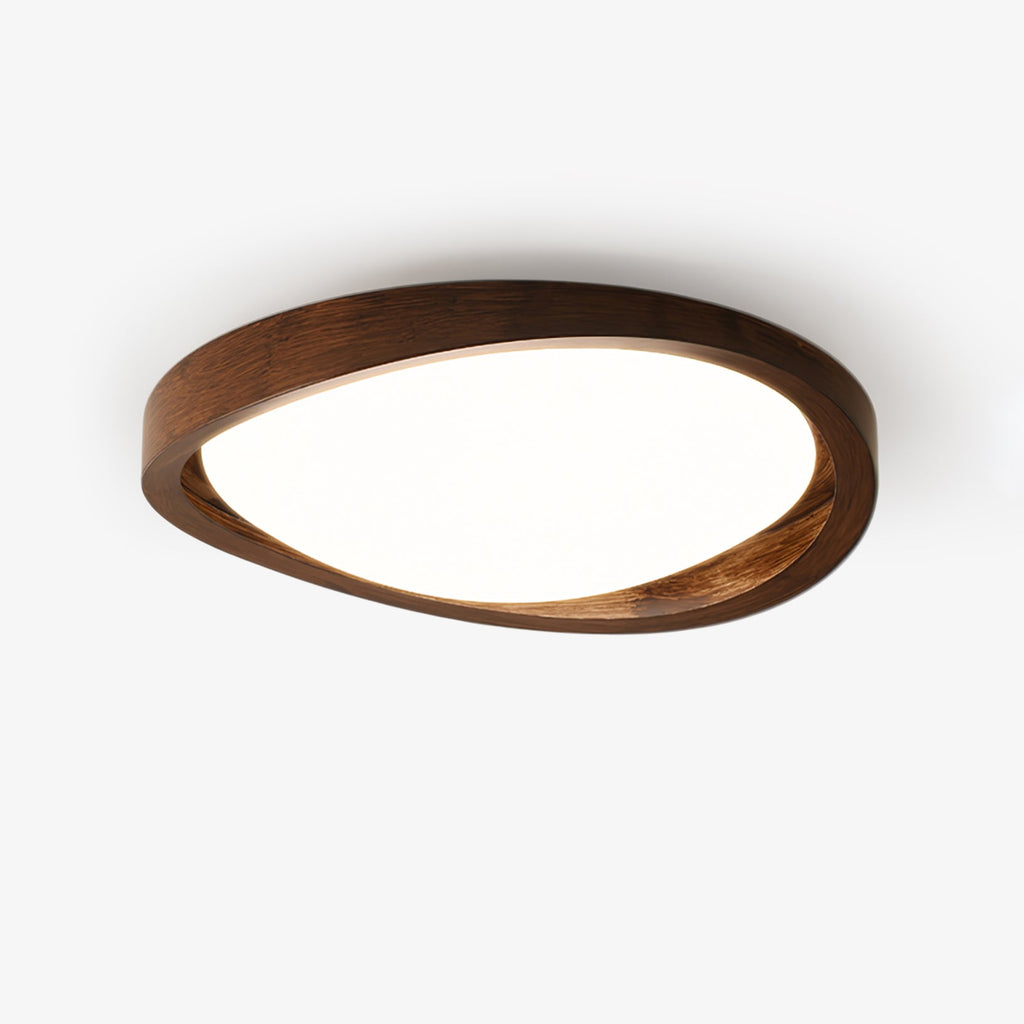 Modern Curved Walnut Finish LED Ceiling Light