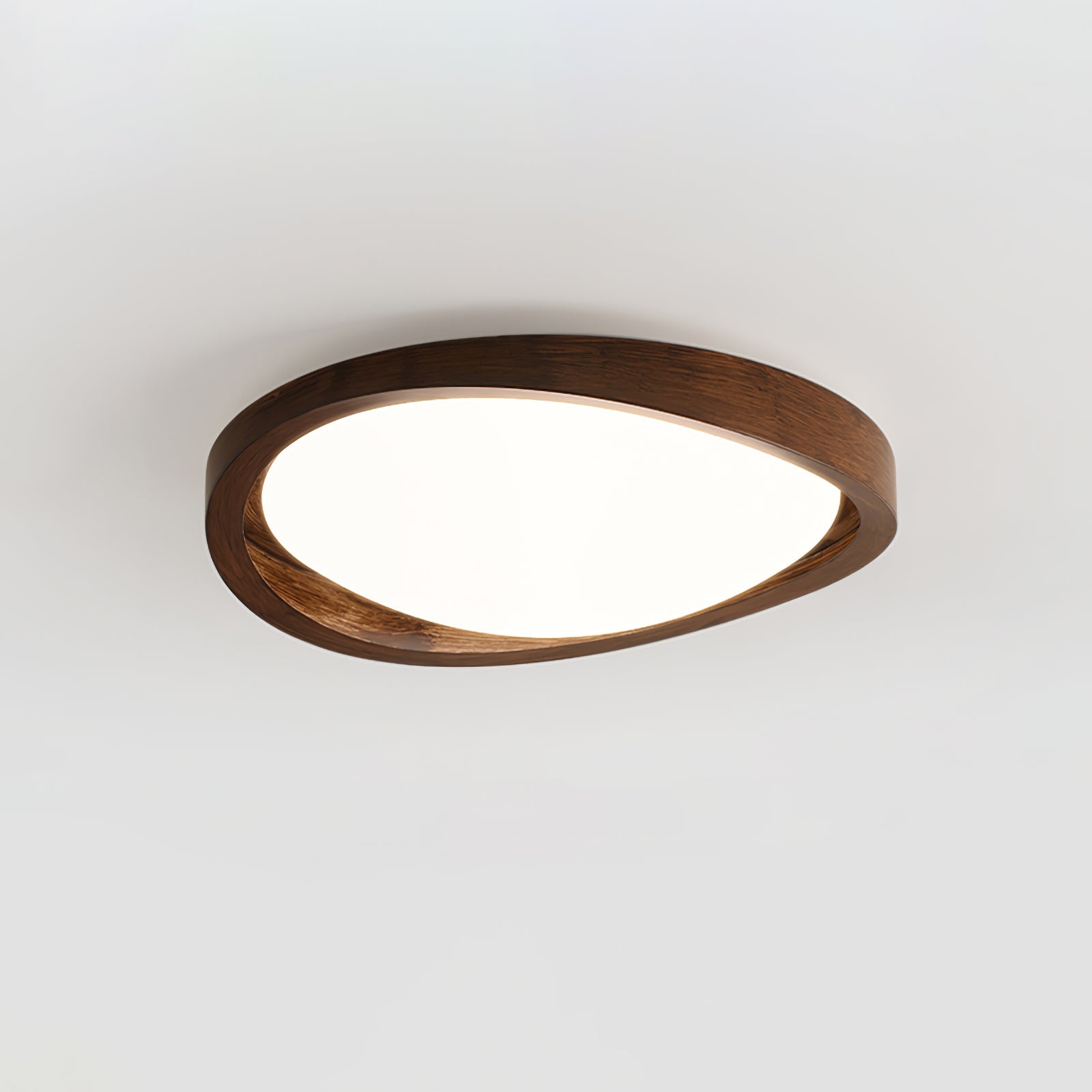 Modern Curved Walnut Finish LED Ceiling Light