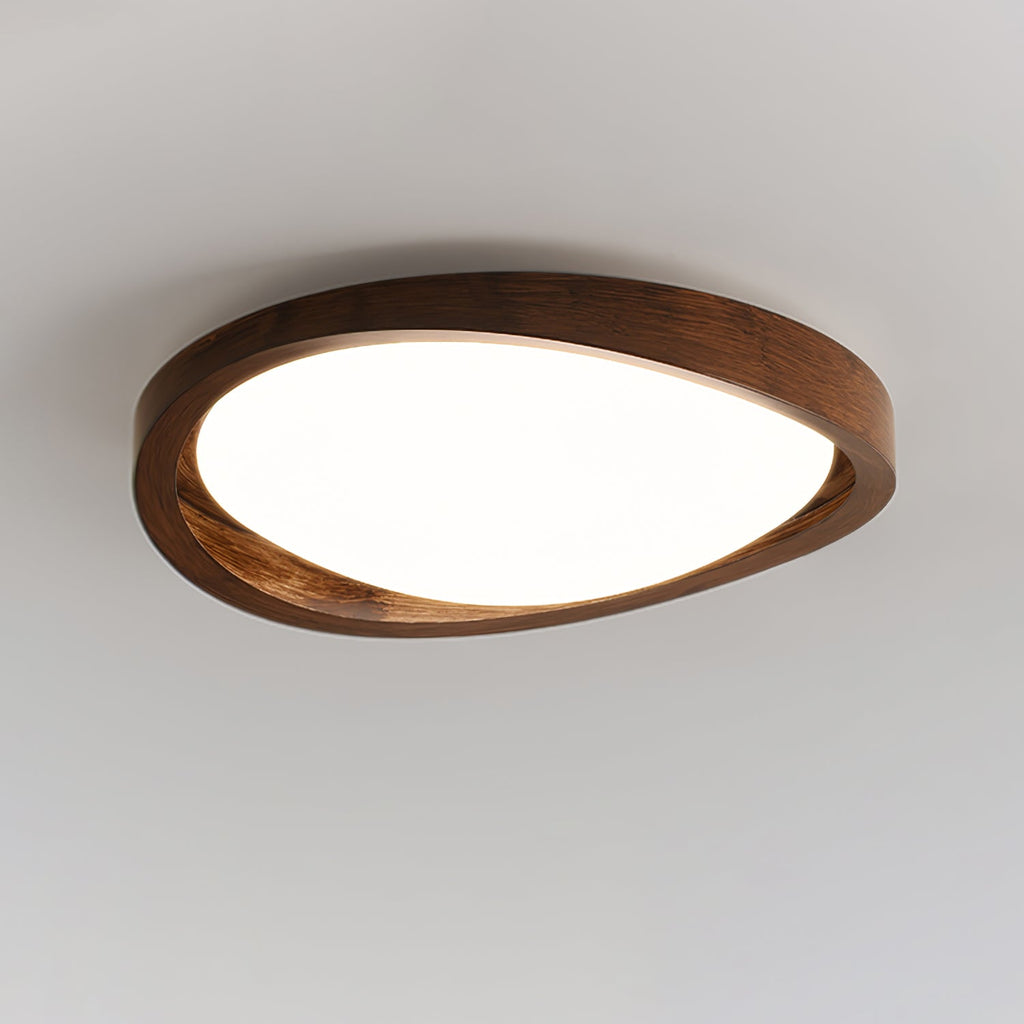Modern Curved Walnut Finish LED Ceiling Light