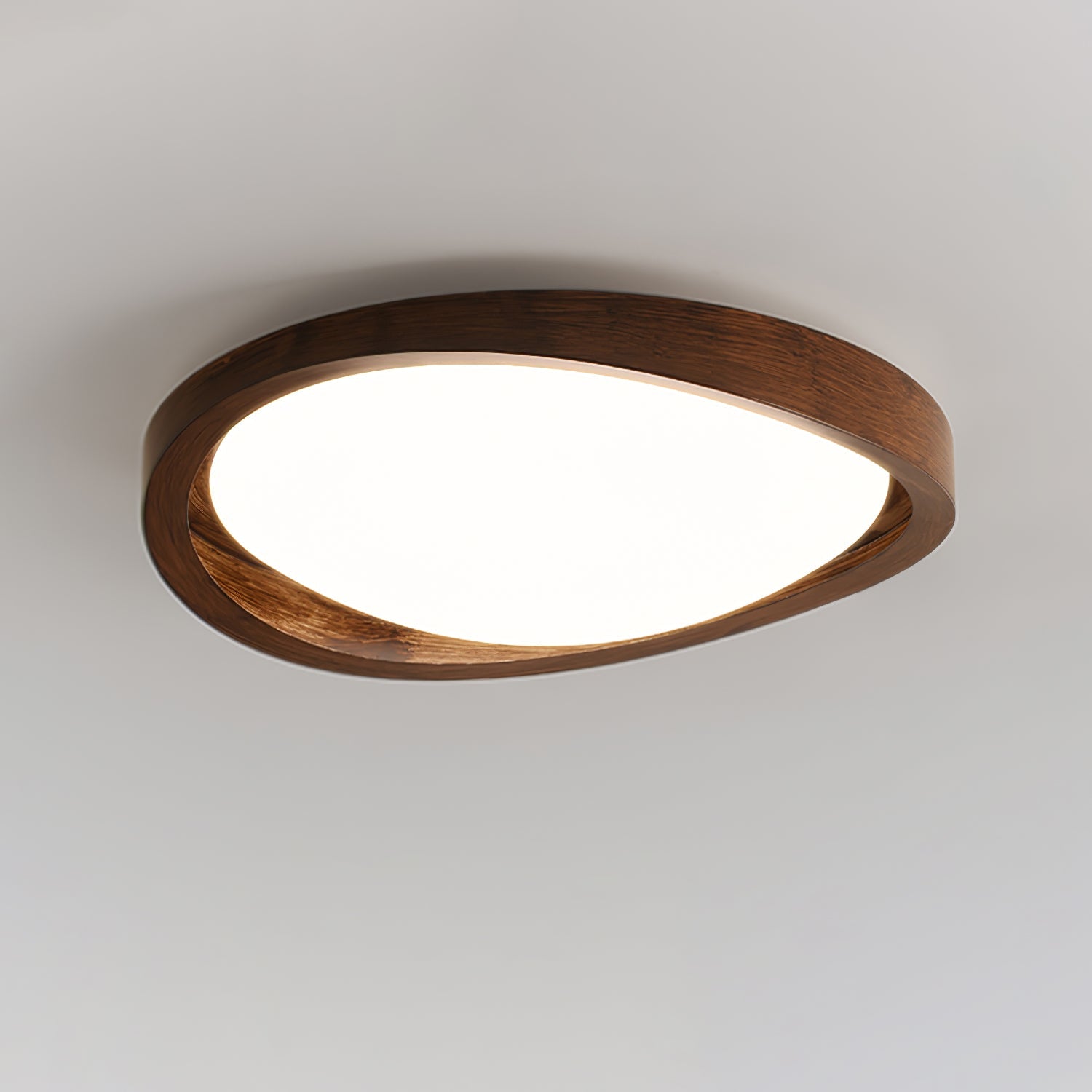 Modern Curved Walnut Finish LED Ceiling Light