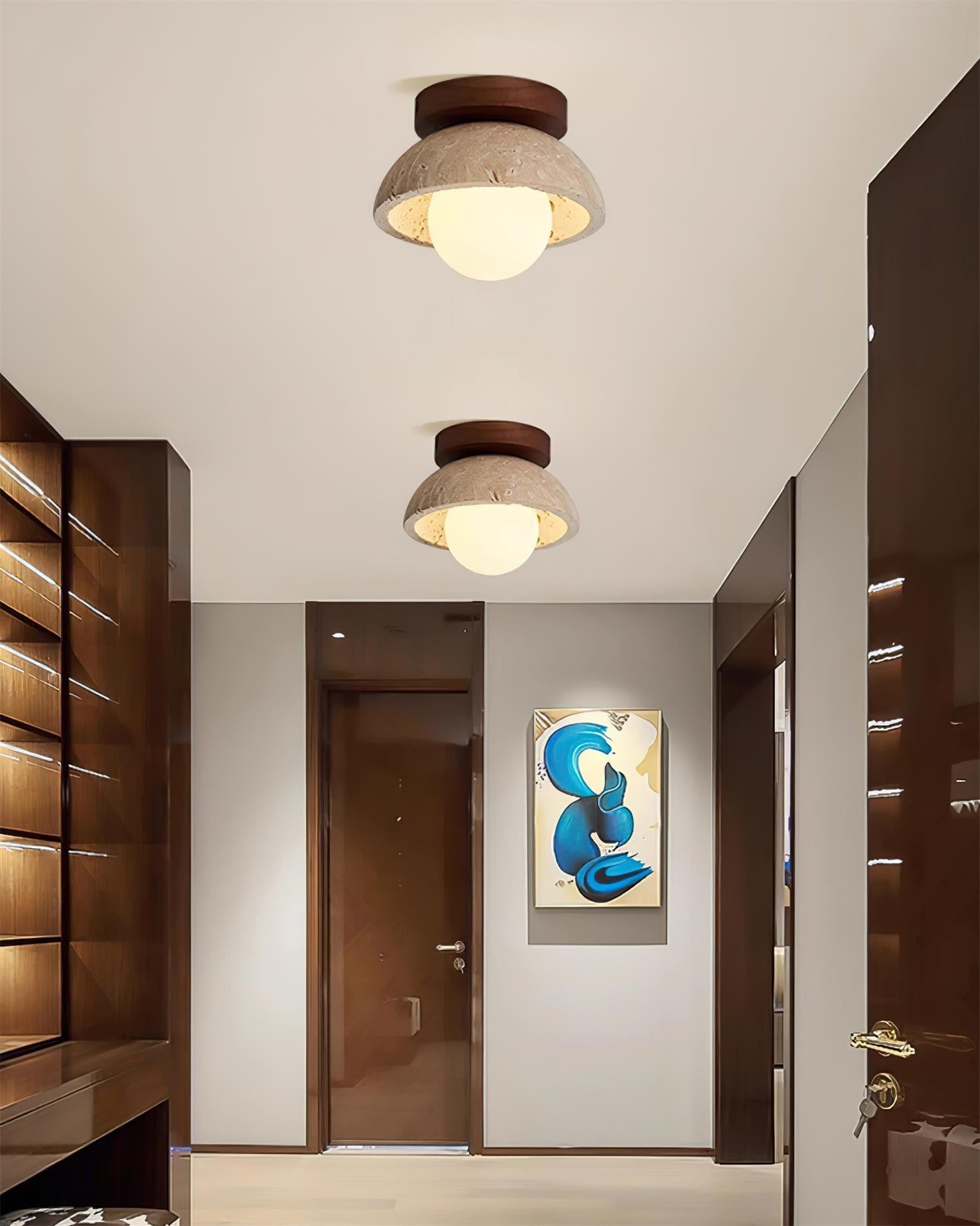 Piedra Stone Effect Ceiling Light with Glass Globe