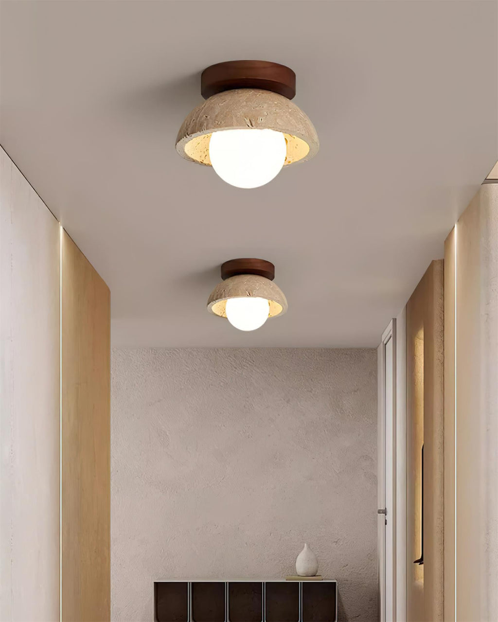 Piedra Stone Effect Ceiling Light with Glass Globe