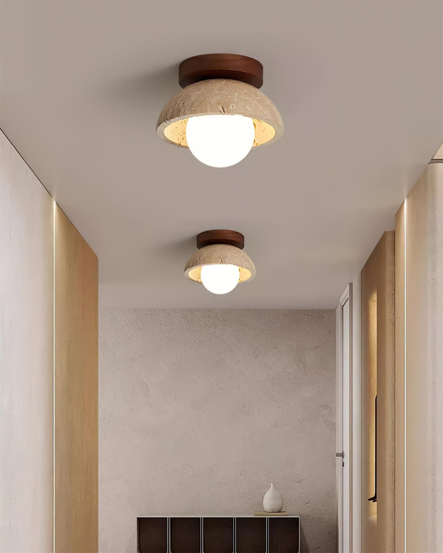 Piedra Stone Effect Ceiling Light with Glass Globe