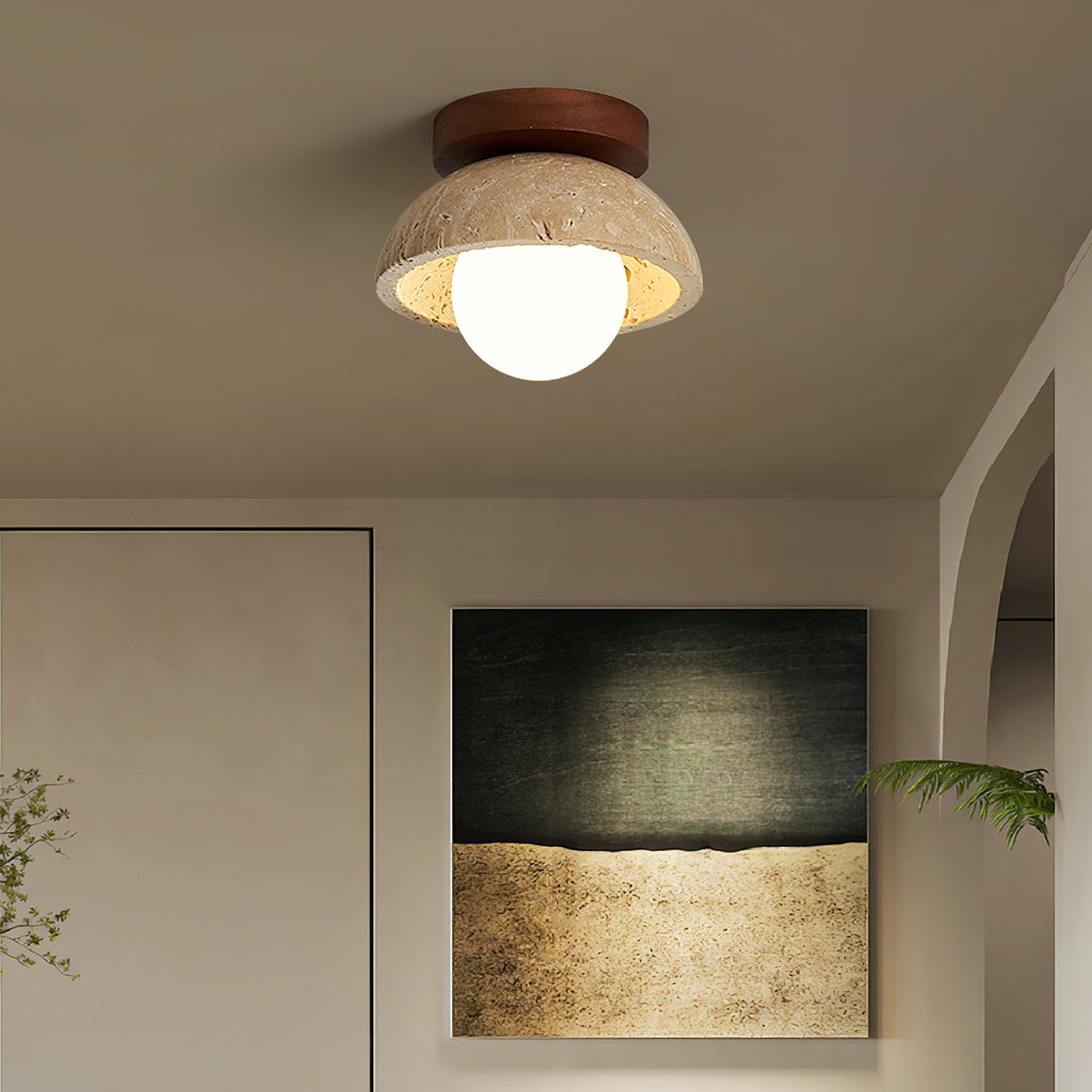 Piedra Stone Effect Ceiling Light with Glass Globe