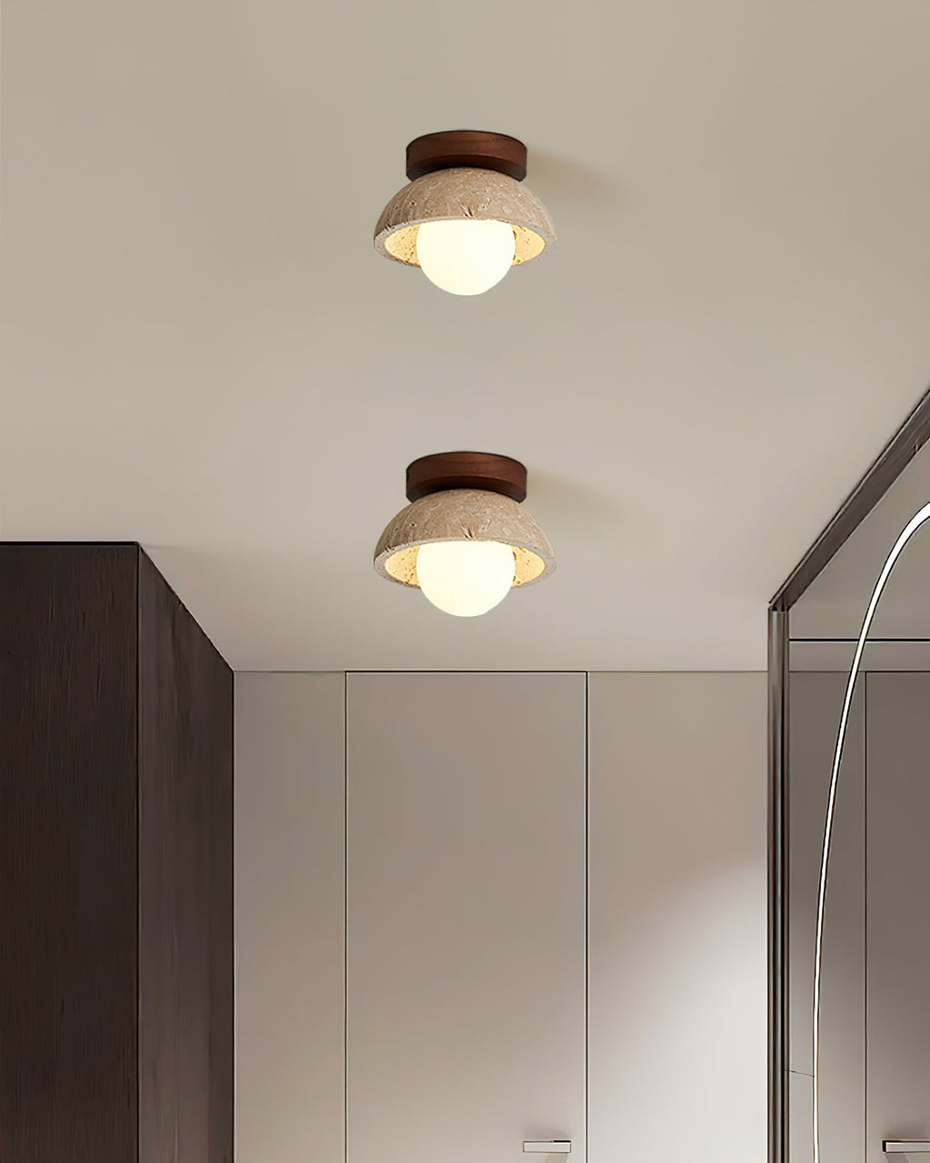 Piedra Stone Effect Ceiling Light with Glass Globe