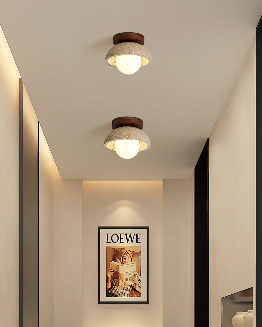 Piedra Stone Effect Ceiling Light with Glass Globe