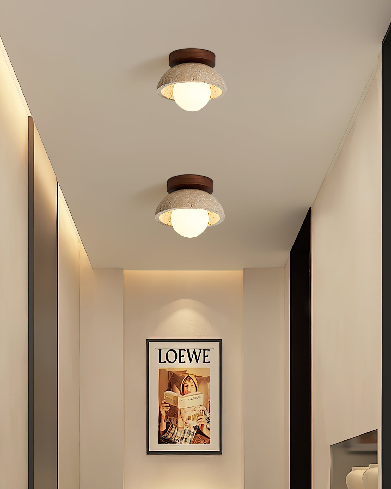 Piedra Stone Effect Ceiling Light with Glass Globe