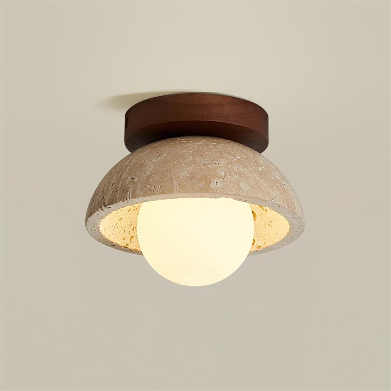 Piedra Stone Effect Ceiling Light with Glass Globe