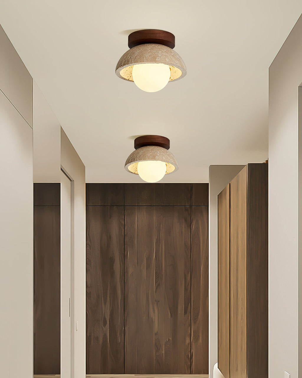 Piedra Stone Effect Ceiling Light with Glass Globe