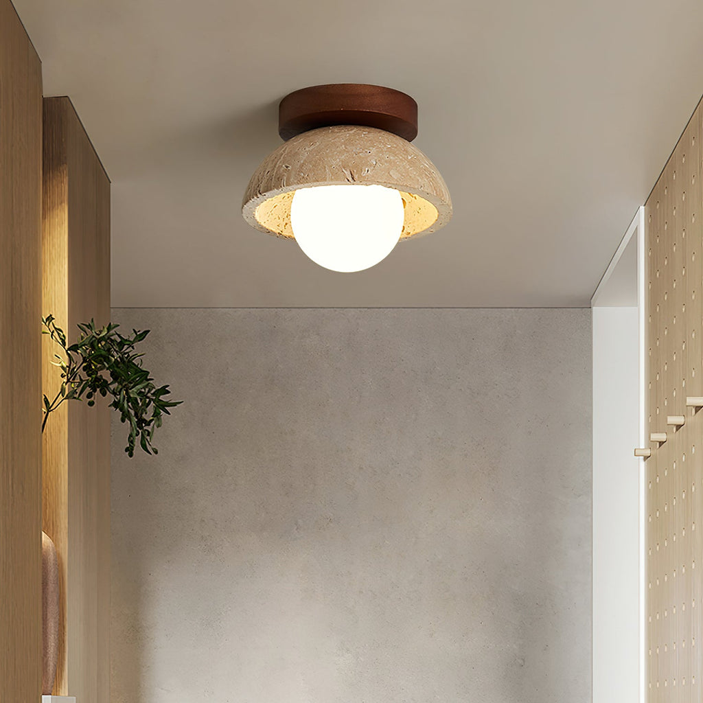 Piedra Stone Effect Ceiling Light with Glass Globe