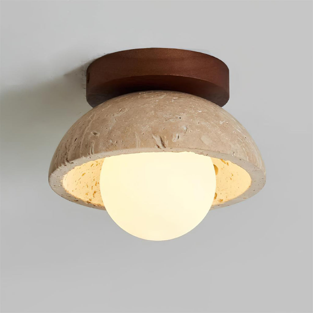 Piedra Stone Effect Ceiling Light with Glass Globe