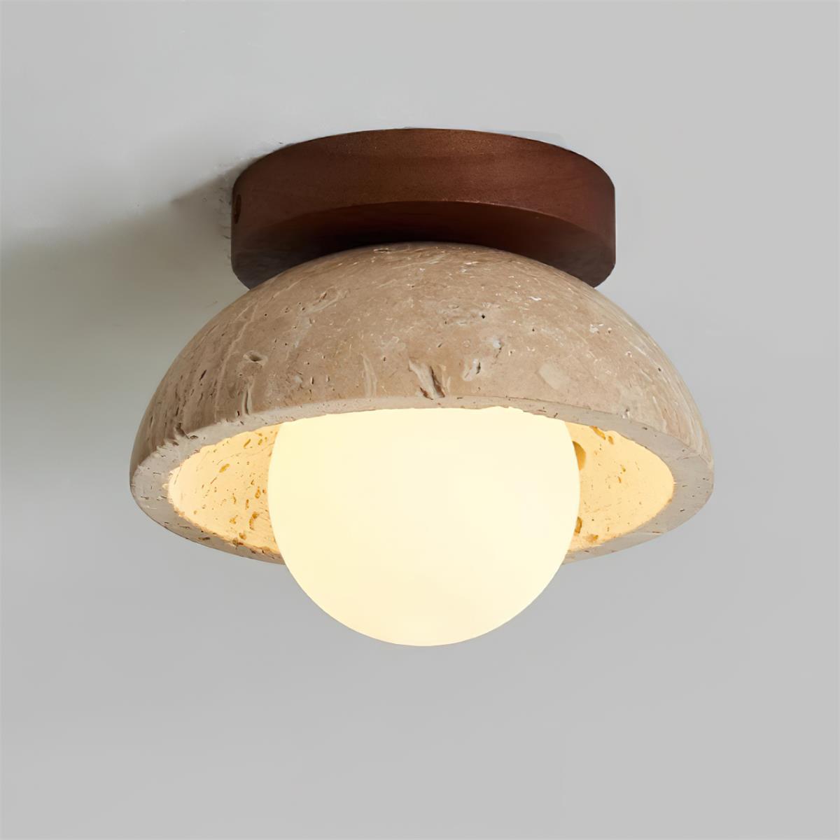 Piedra Stone Effect Ceiling Light with Glass Globe