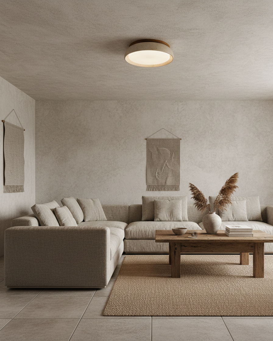 Modern Stone Effect Ceiling Light with Warm LED