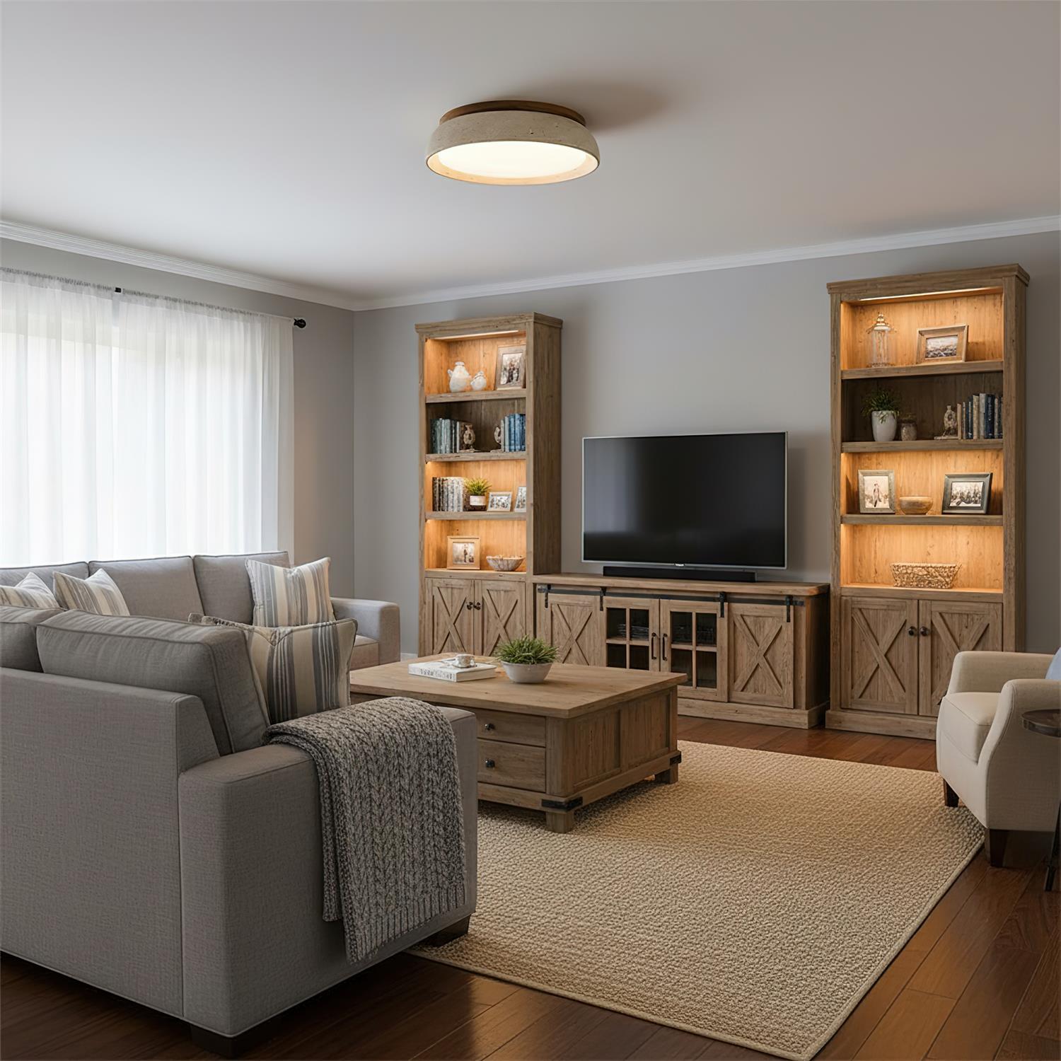 Modern Stone Effect Ceiling Light with Warm LED