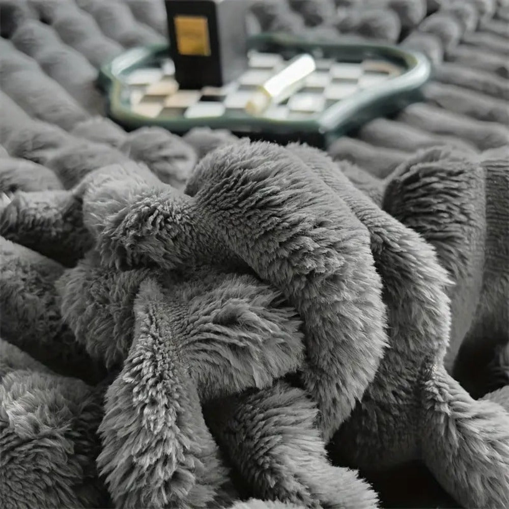 Fluffy Striped Throw Blanket for Sofa or Bed