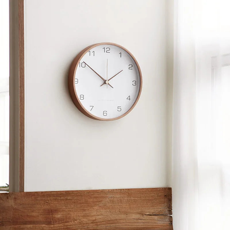 Scandinavian Style Wall Clock Silent Quartz Round