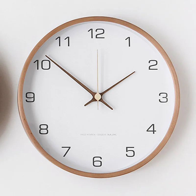 Scandinavian Style Wall Clock Silent Quartz Round