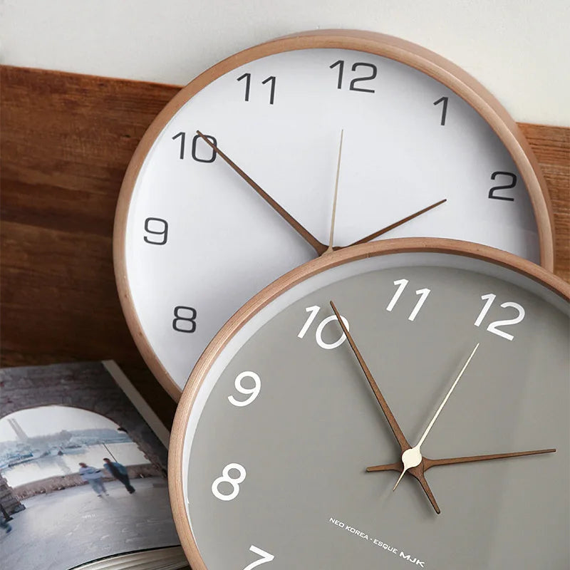 Scandinavian Style Wall Clock Silent Quartz Round