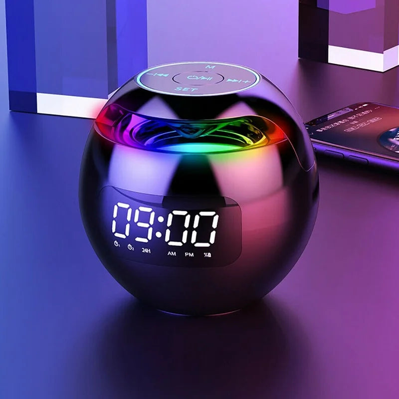 Digital Alarm Clock with Bluetooth Speaker and LED Lighting