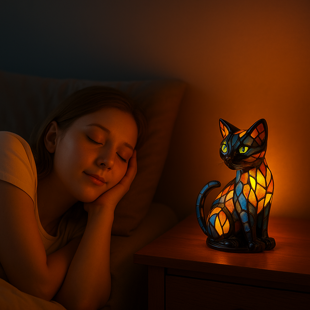 Decorative Cat Desk Lamp with Colour Changing Light Compact Accent Lamp