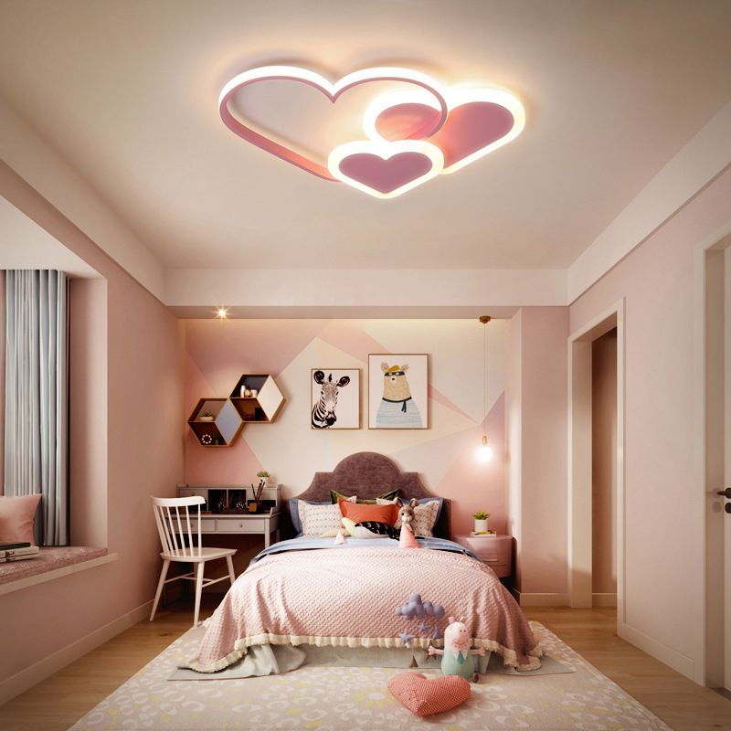 LED Ceiling Light Pink White  Modern Flush Mount Fixture