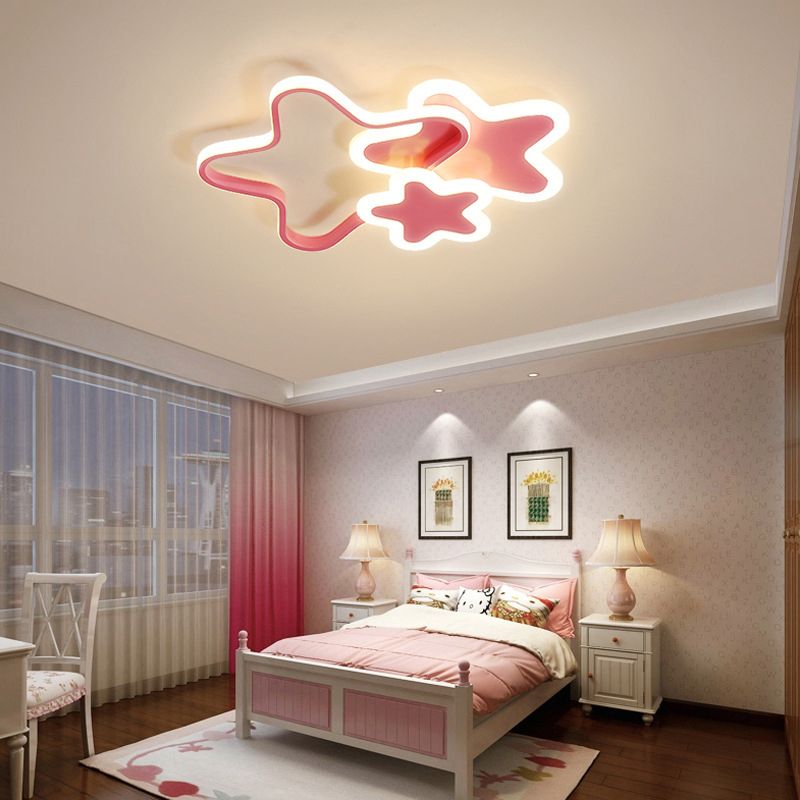 LED Ceiling Light Pink White  Modern Flush Mount Fixture