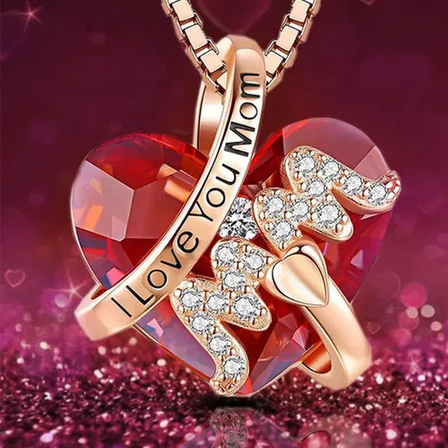 Crystal Heart Pendant Necklace for Mum – Mother's Day Gift