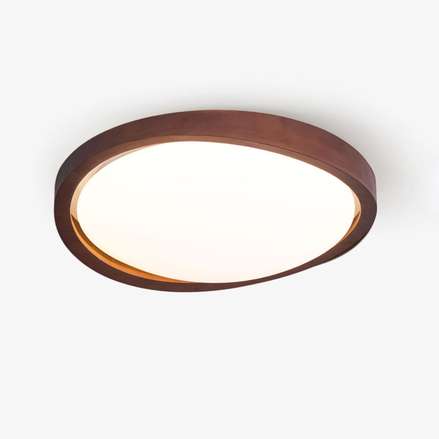 Modern Curved Walnut Finish LED Ceiling Light