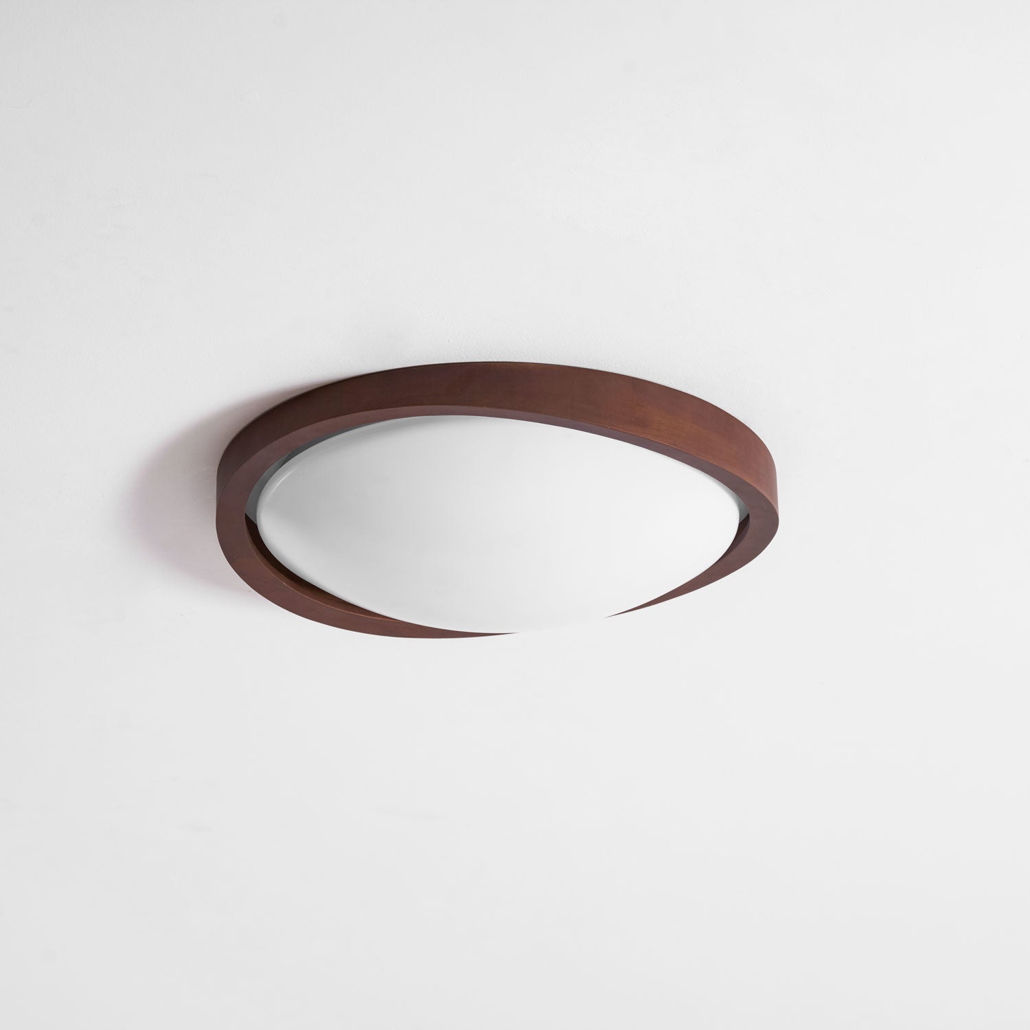 Modern Curved Walnut Finish LED Ceiling Light