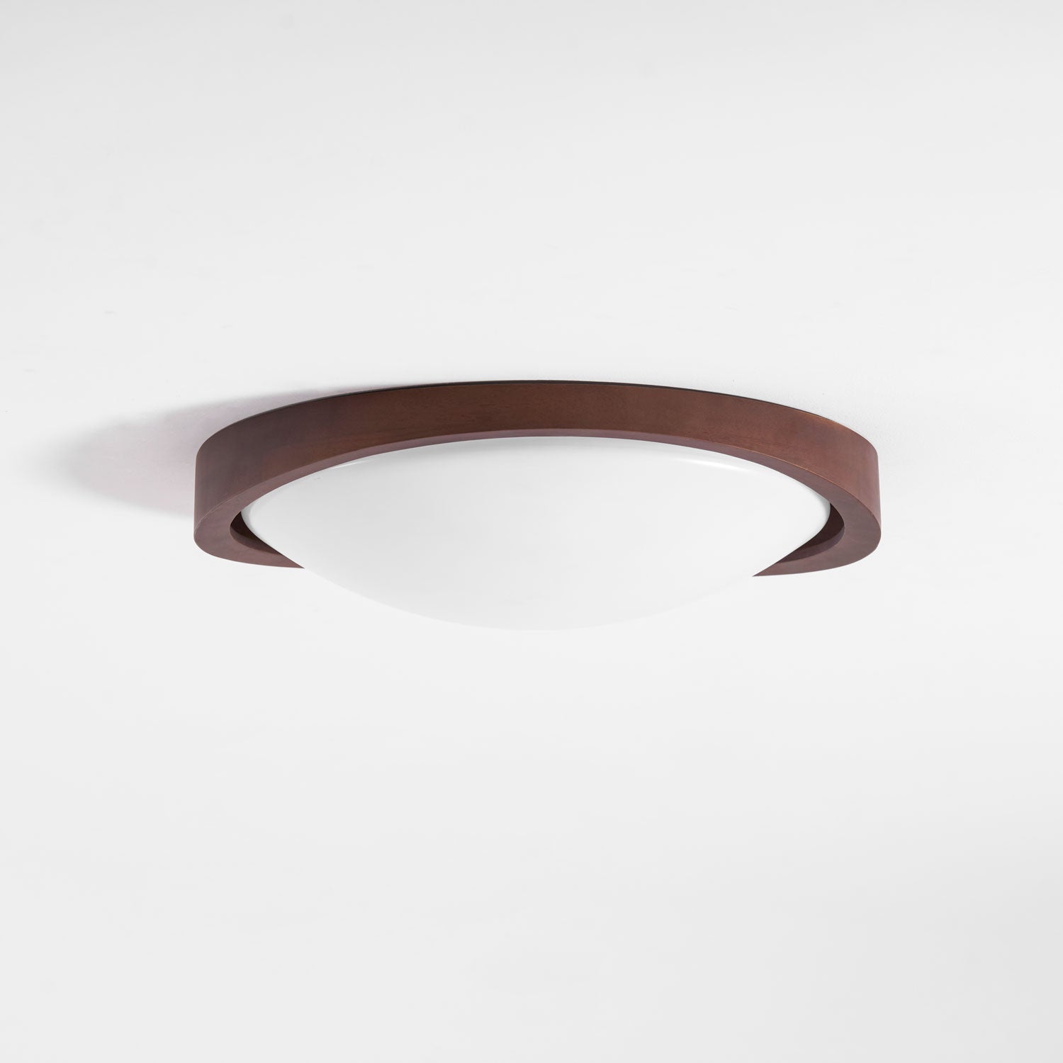 Modern Curved Walnut Finish LED Ceiling Light