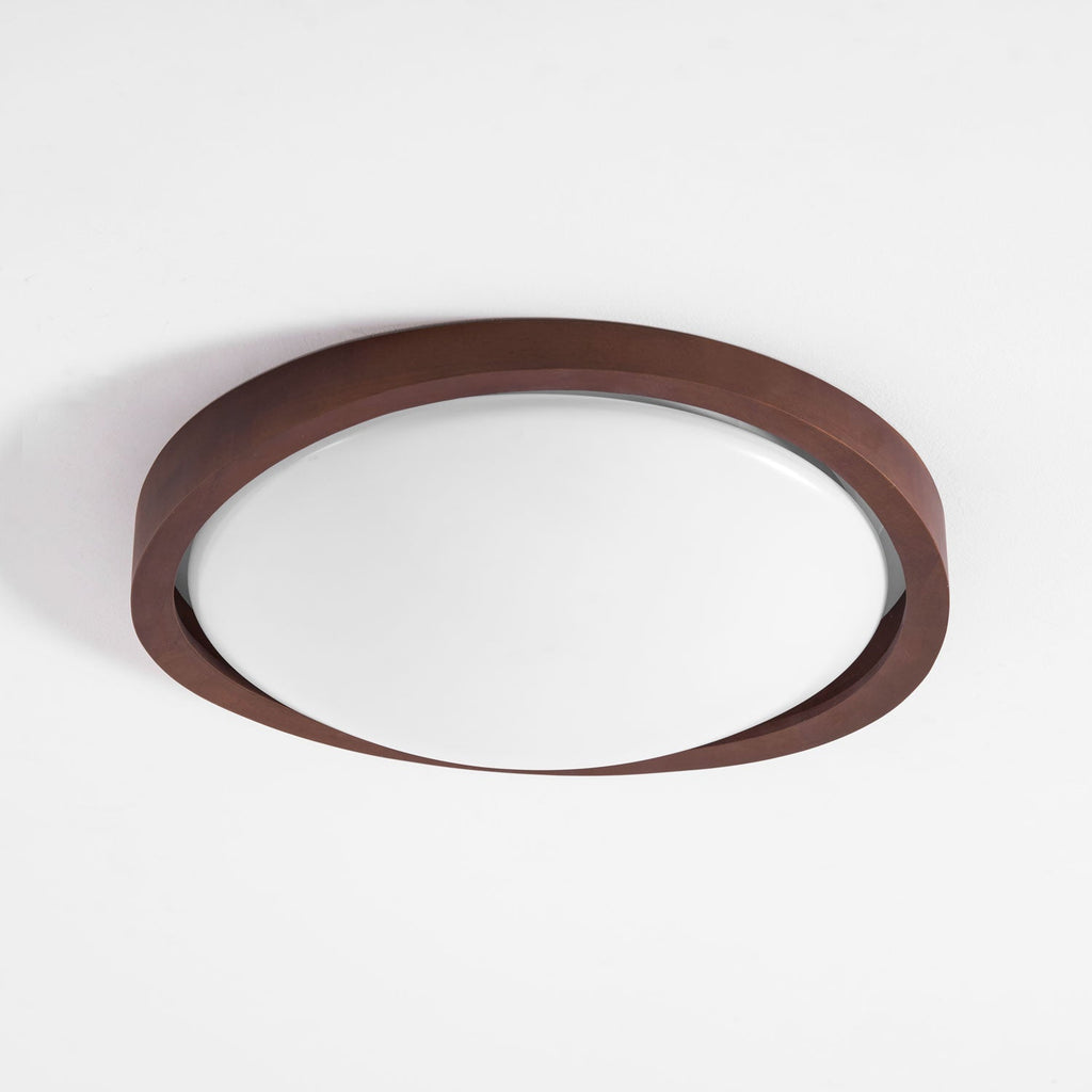 Modern Curved Walnut Finish LED Ceiling Light