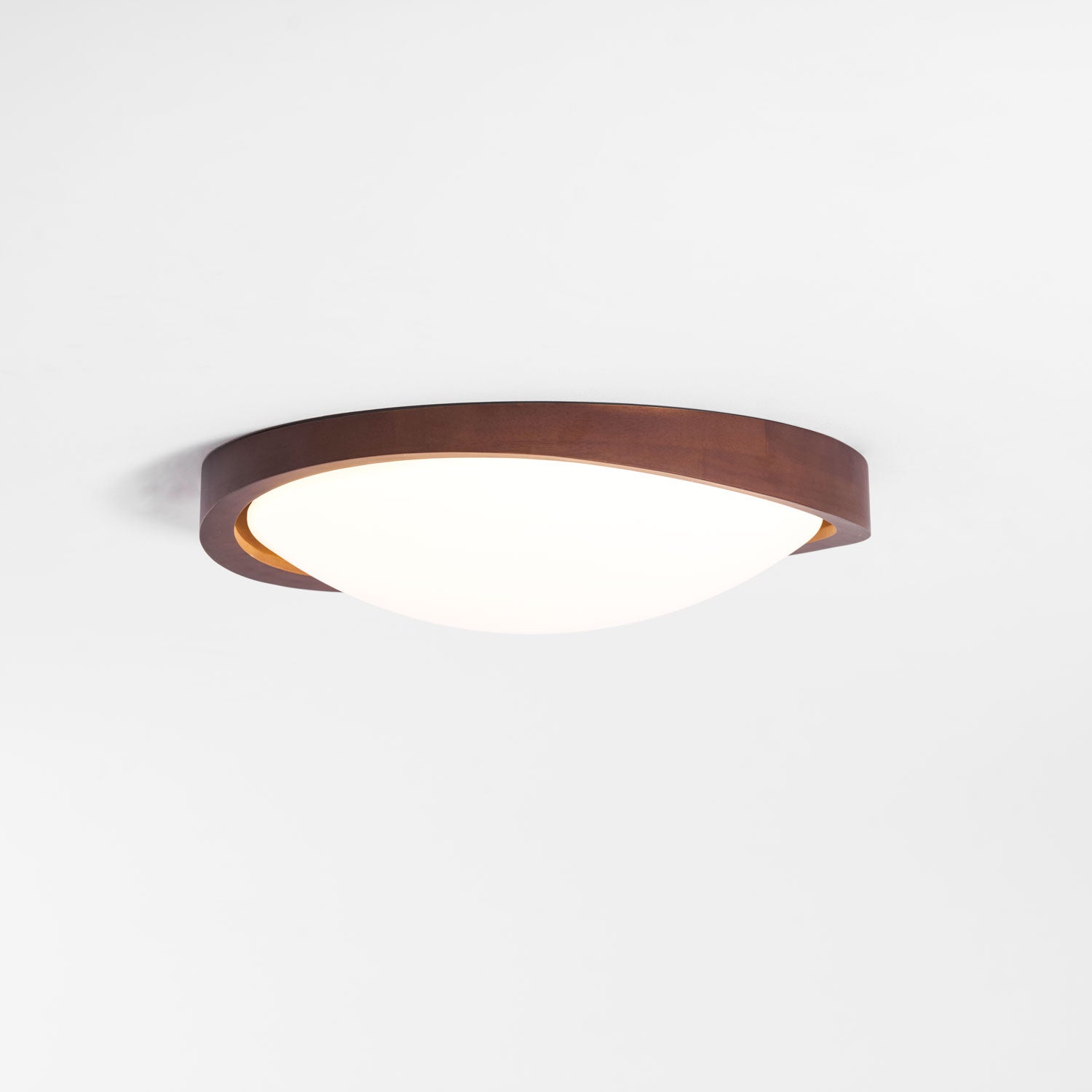 Modern Curved Walnut Finish LED Ceiling Light