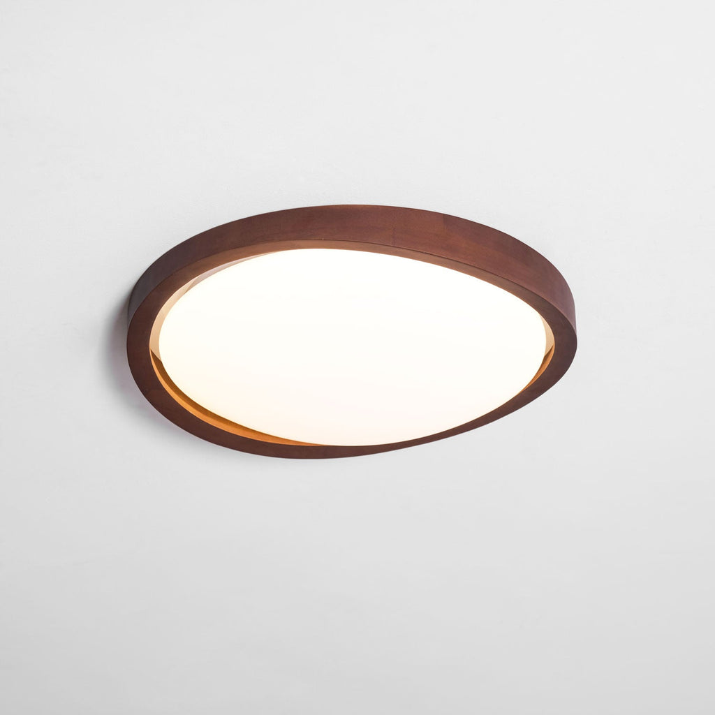 Modern Curved Walnut Finish LED Ceiling Light