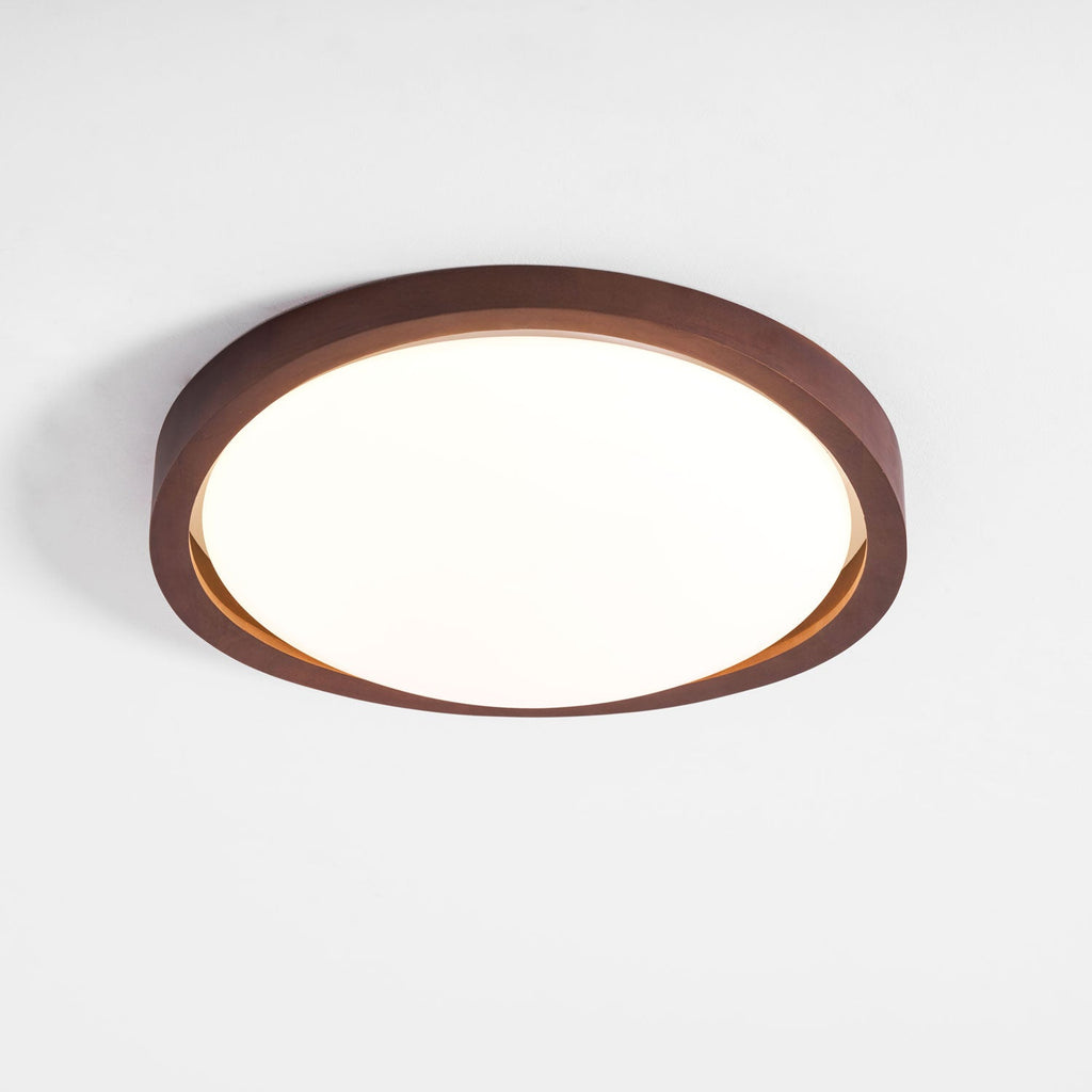 Modern Curved Walnut Finish LED Ceiling Light